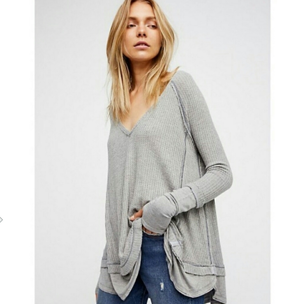 Free People Laguna Thermal Waffle Knit Long Sleeve